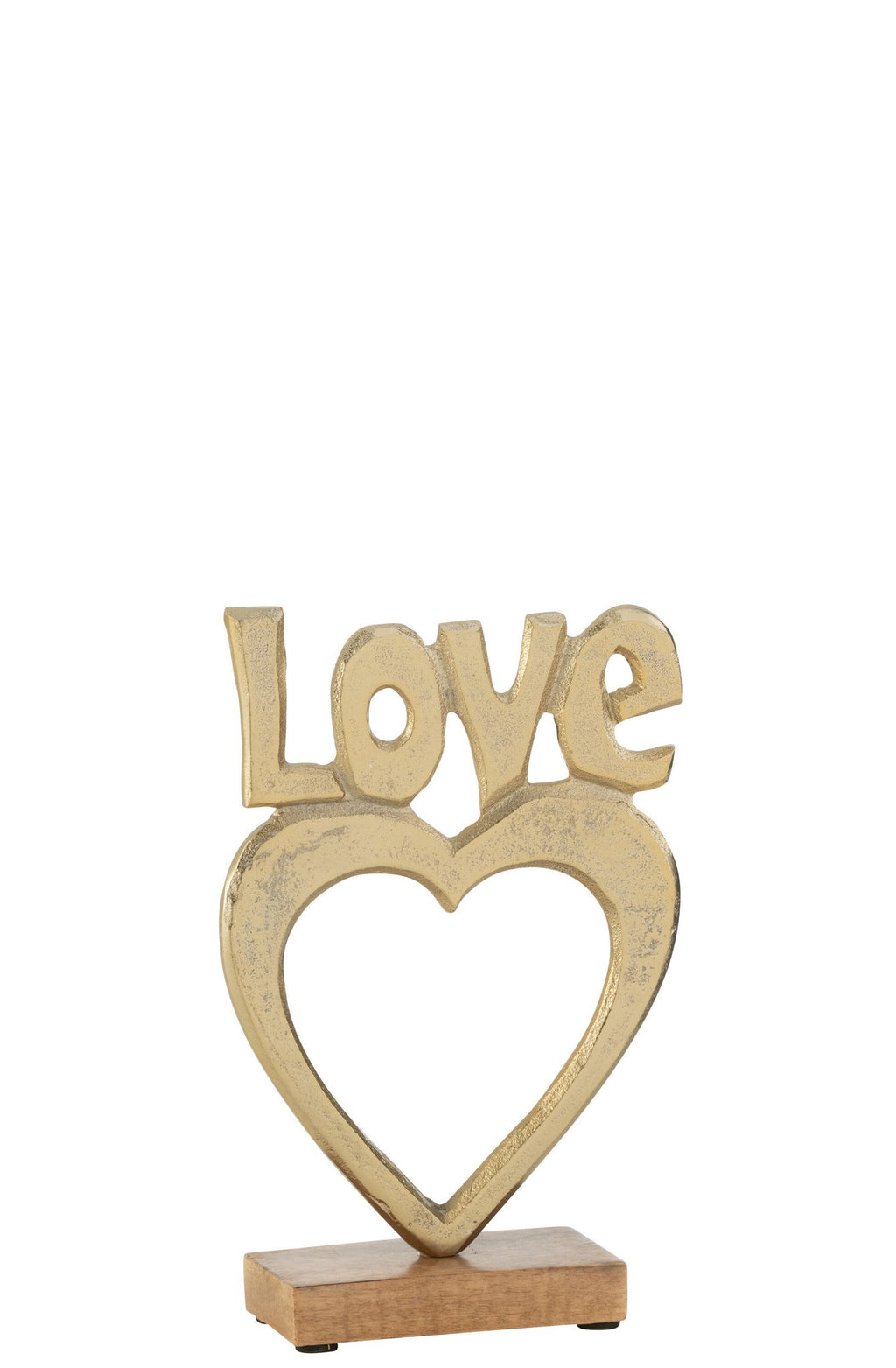 J-Line decoratie Love Hart Op Voet - aluminium/hout - goud - large