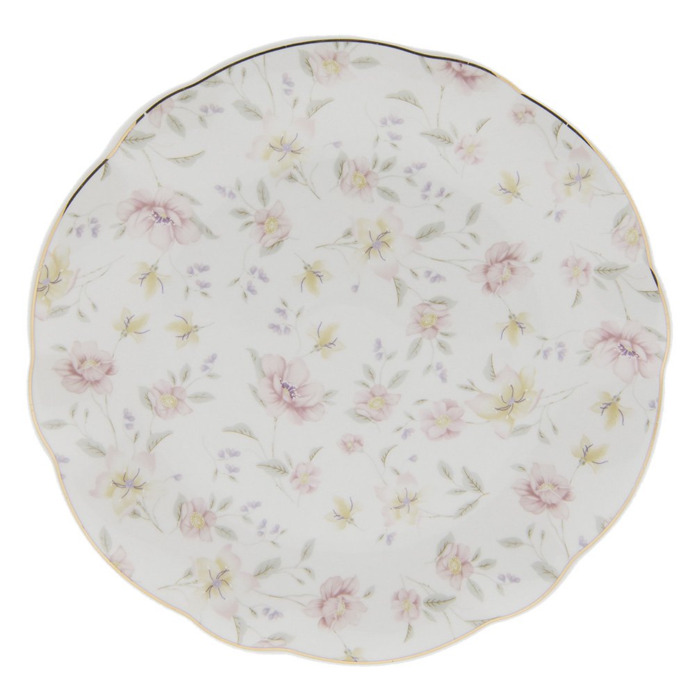 Dinerbord Ø 26 cm Wit Roze Porselein Bloemen Eetbord