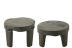 J-Line tafel Rond - hout - zwart - set van 2