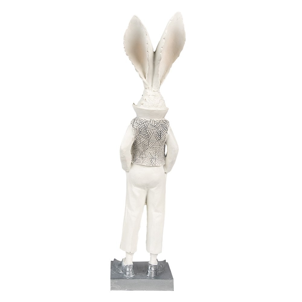 Beeld Konijn 36 cm Wit Zilverkleurig Polyresin Paasdecoratie