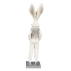 Beeld Konijn 36 cm Wit Zilverkleurig Polyresin Paasdecoratie
