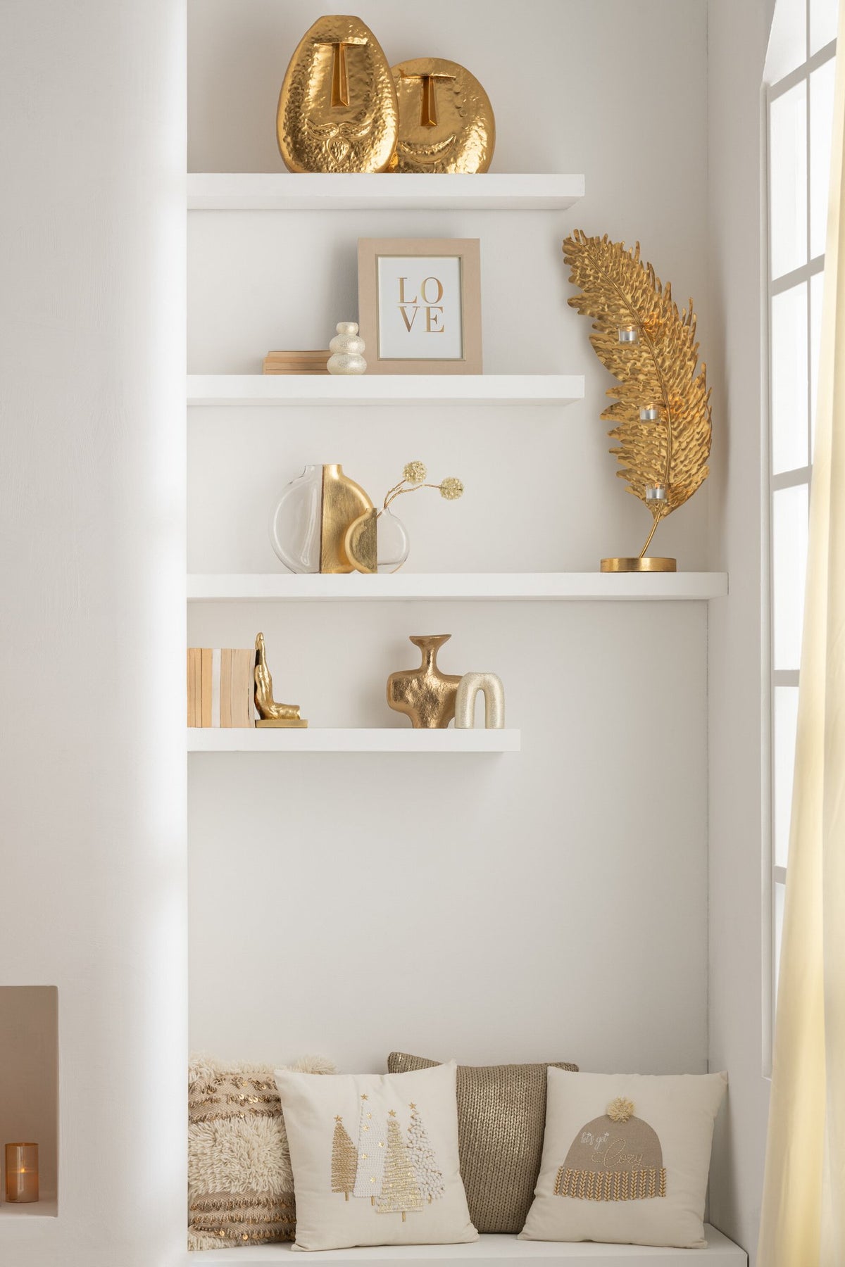 J-Line boekensteun Handen - polyresin - goud - 2 stuks