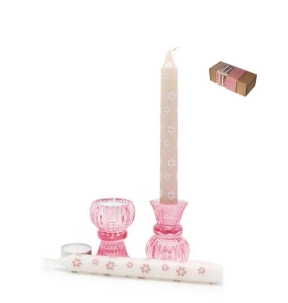 Met liefde, seizoenen geschenkdoos Duo Kaars roze bloem