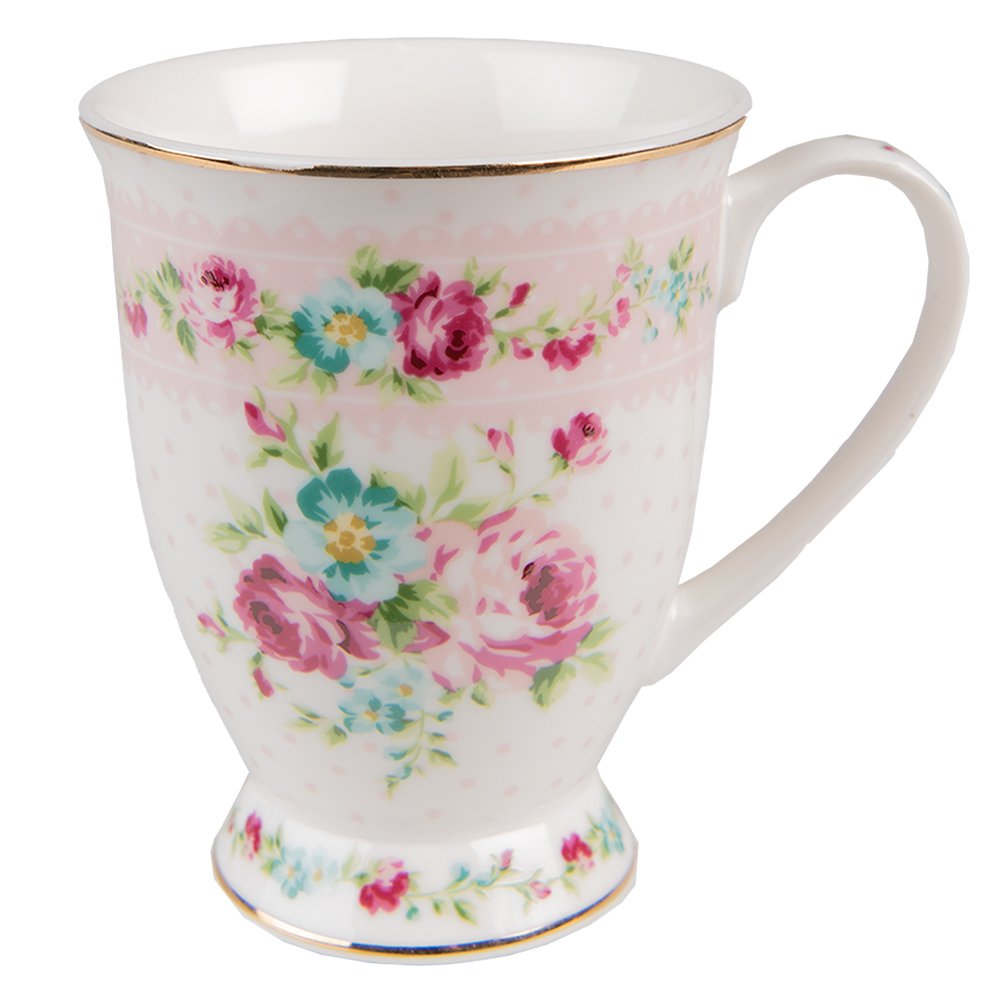 Mok 300 ml met Roze Porselein Bloemen Theemok