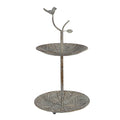 Etagère 2 laags Ø 26x48 cm Groen Bruin Metaal Vogel