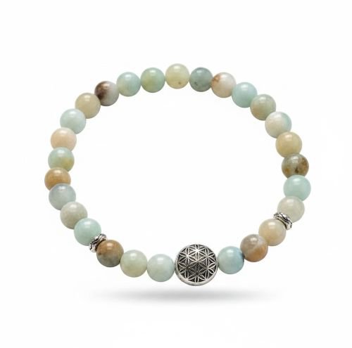 Dames armband Amazoniet met flower of life kraal
