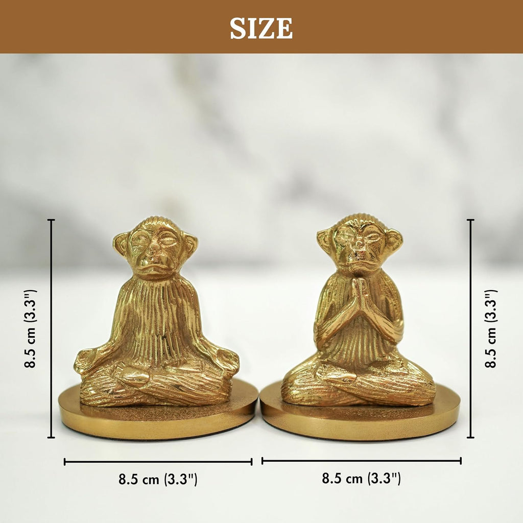 Aluminium Yoga Monkey Kaarshouder – Antiek Goud – Paar (8,5 cm H)