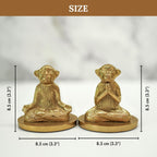 Aluminium Yoga Monkey Kaarshouder – Antiek Goud – Paar (8,5 cm H)