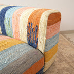 Vloerligbed van gestreept katoen met rugleuning Veelkleurig - 102 cm