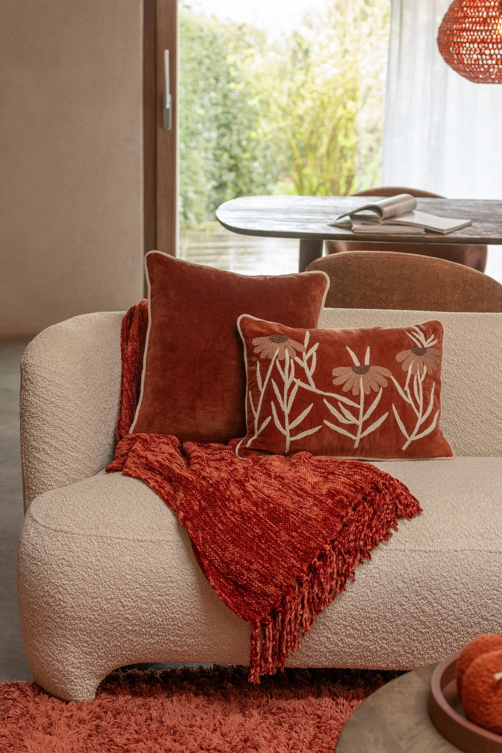 J-Line deken Chenille - polyester - bruin