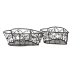 Opbergdoos Set van 2 16x16x5 / 12x12x5 cm Bruin Metaal
