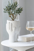 J-Line bloempot Handen - cement - wit - small - Ø 11 cm