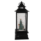 Kerstdecoratie met LED-verlichting en muziek 10x10x28 cm Zwart Kunststof