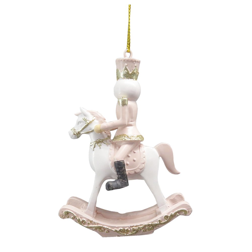 Kersthanger Hobbelpaard 9 cm Roze Kunststof Kerstdecoratie