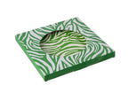 J-Line bord Dessert Gestreept - porselein - groen/wit - S - set van 2