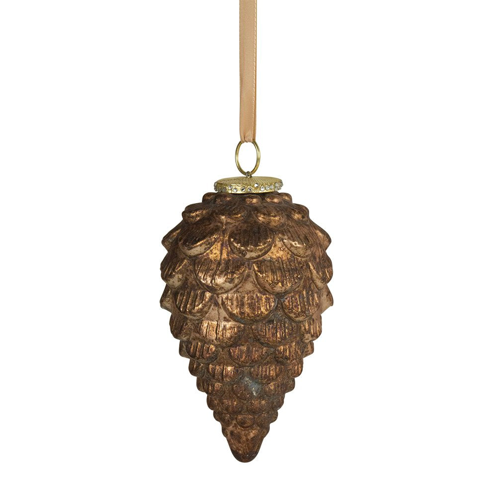 Decoratie dennenappel antiek bruin 18cm