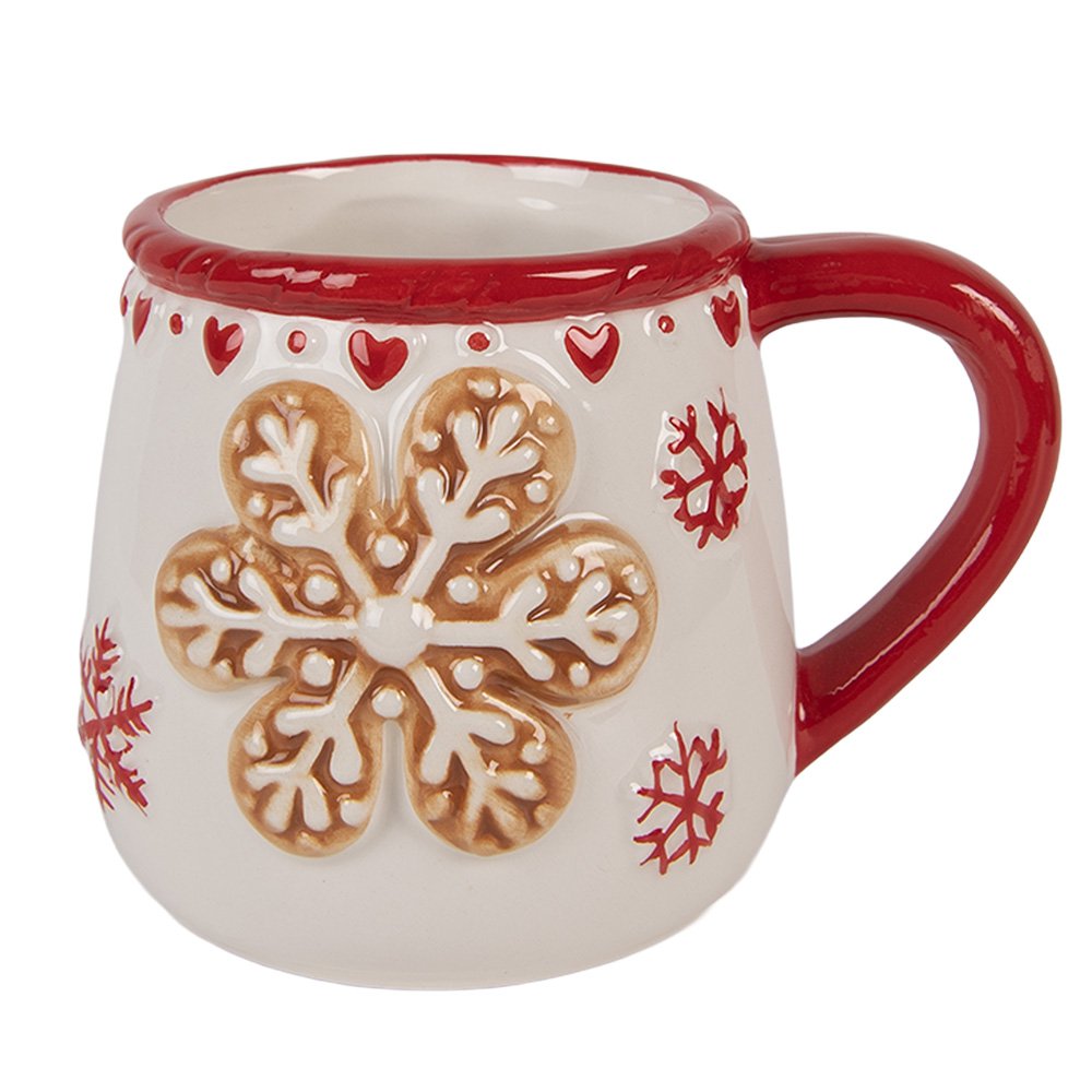 Mok 375 ml Wit Keramiek Sneeuwvlokken