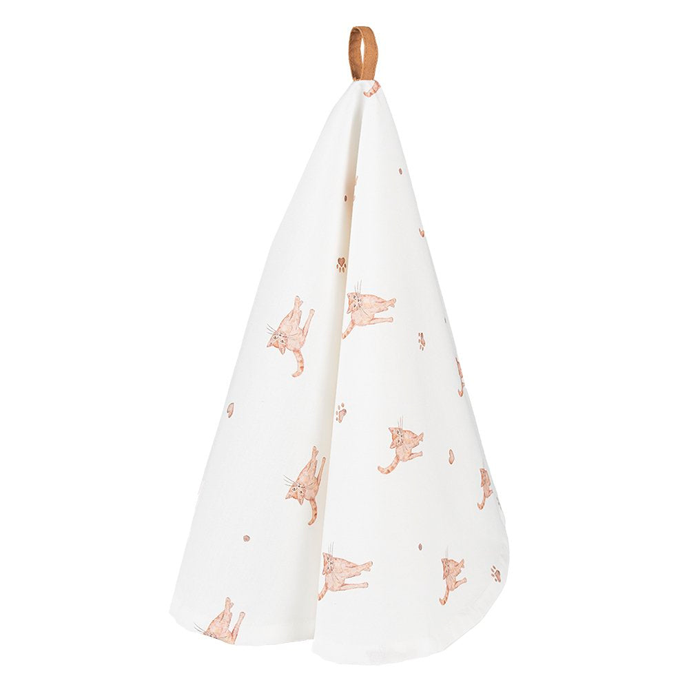 Theedoek Ø 80 cm Beige Bruin Katoen Keukenhanddoek