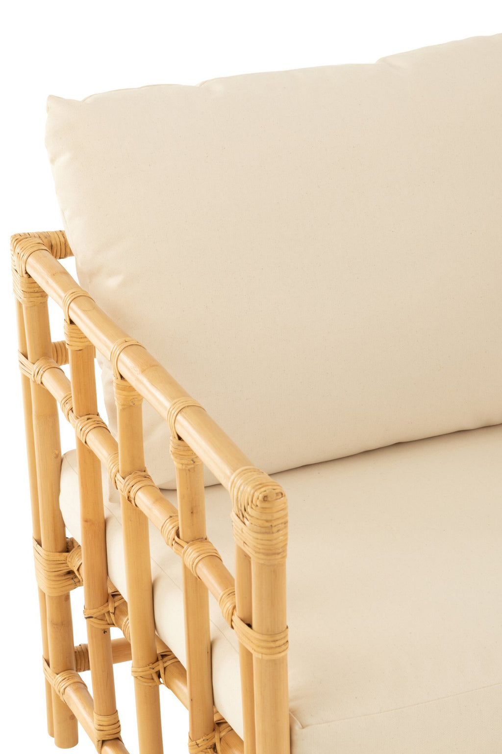 J-Line armstoel Elise + Kkussen - rotan/textiel - naturel/wit