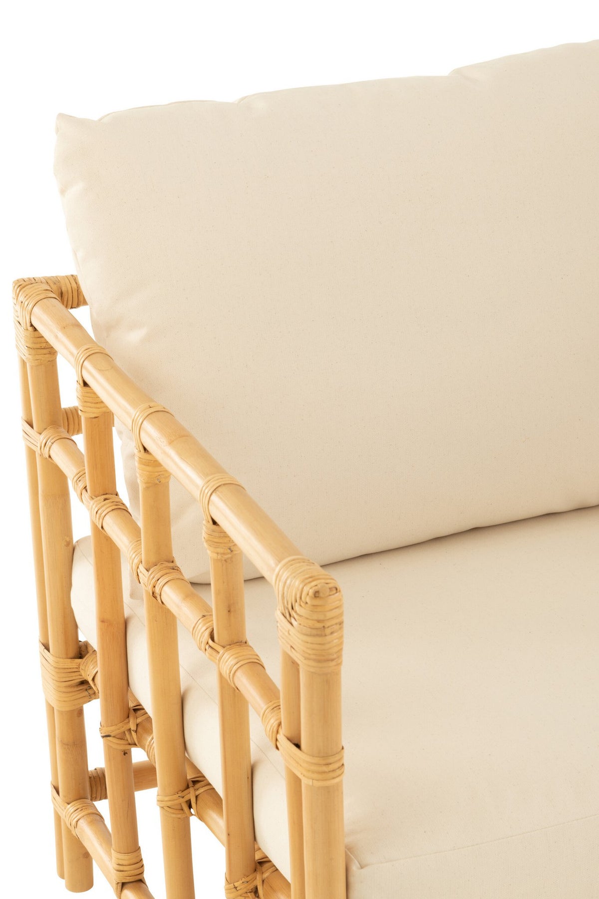 J-Line armstoel Elise + Kkussen - rotan/textiel - naturel/wit