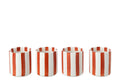 J-Line kopje Gestreept - steengoed - cognac/wit - 4 stuks