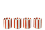 J-Line kopje Gestreept - steengoed - cognac/wit - 4 stuks