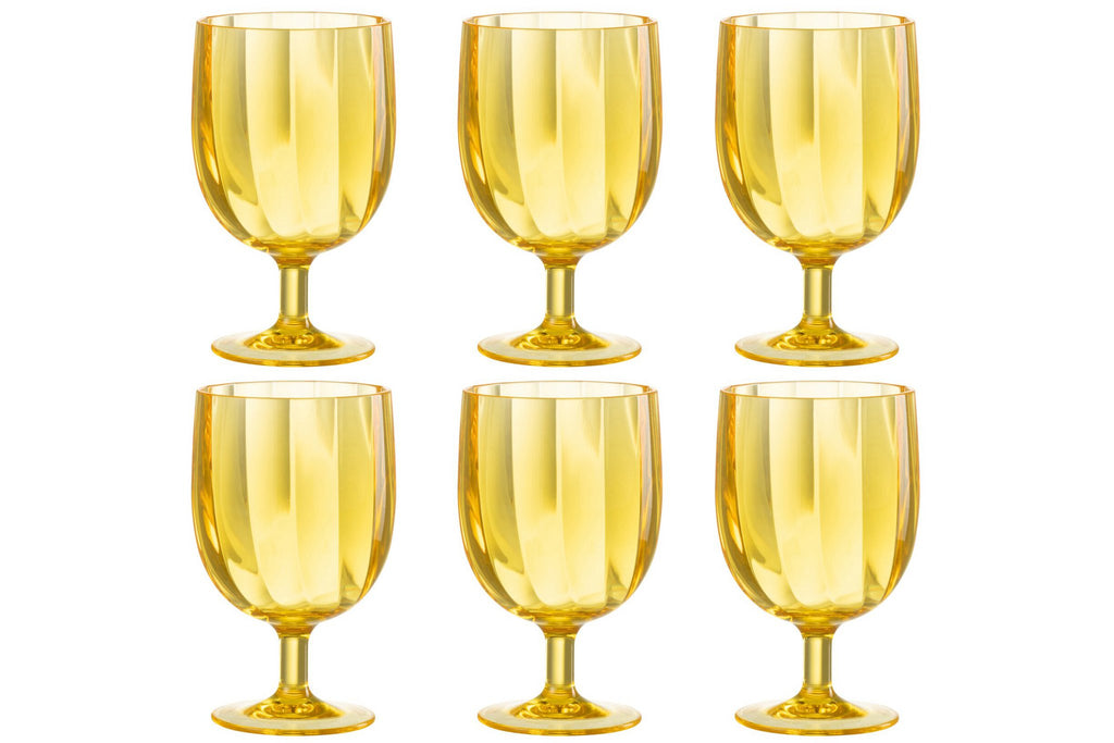 J-line wijnglas - kunststof - geel - 6 stuks