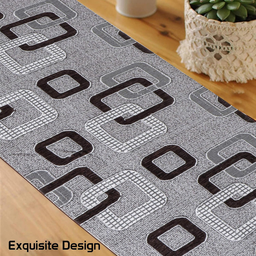Tafelloper | Eetkamerkatoenen jacquard met kwastjes | 33x200cm