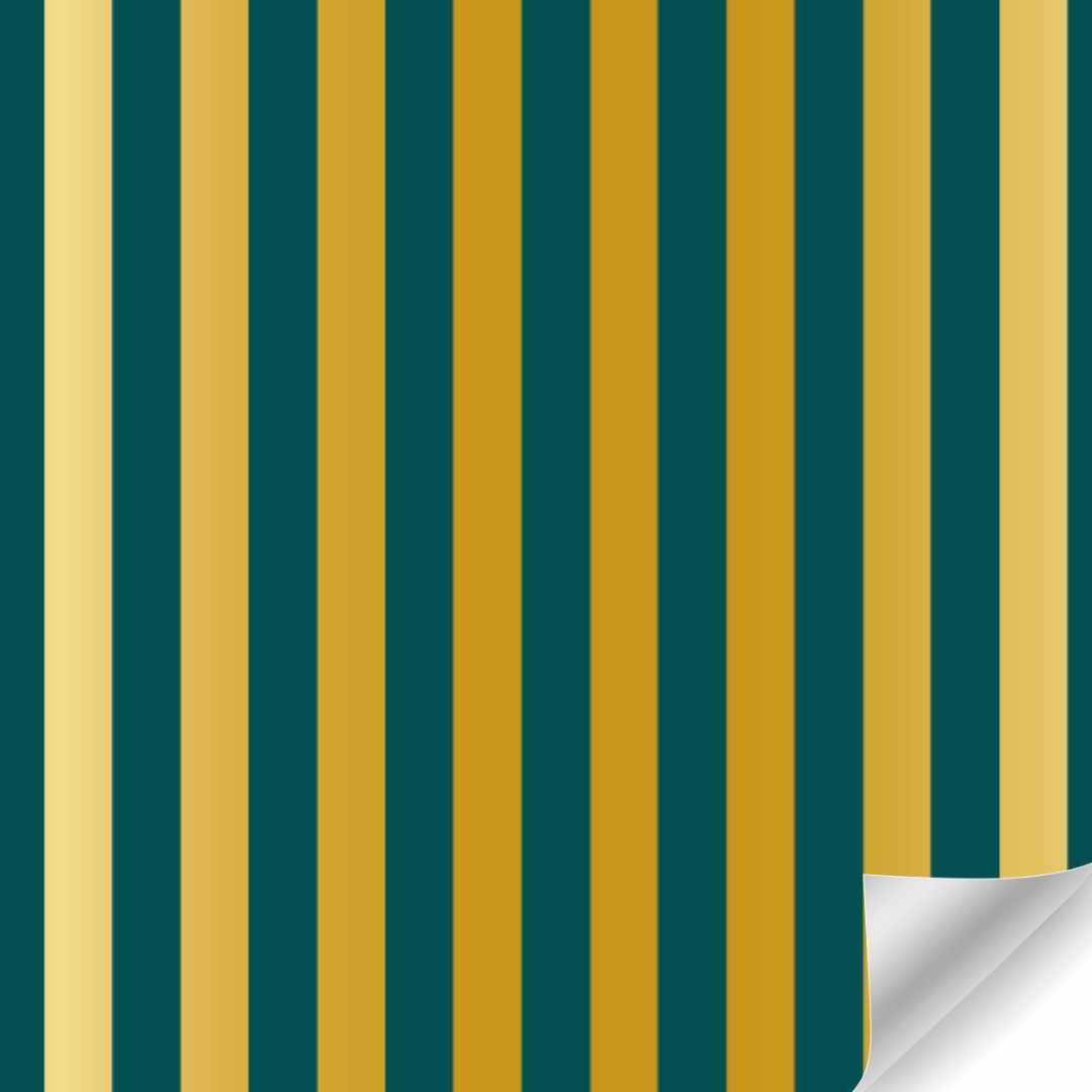 Papierrol - Strepen (Goud Groen) - 50cm x 100 meter