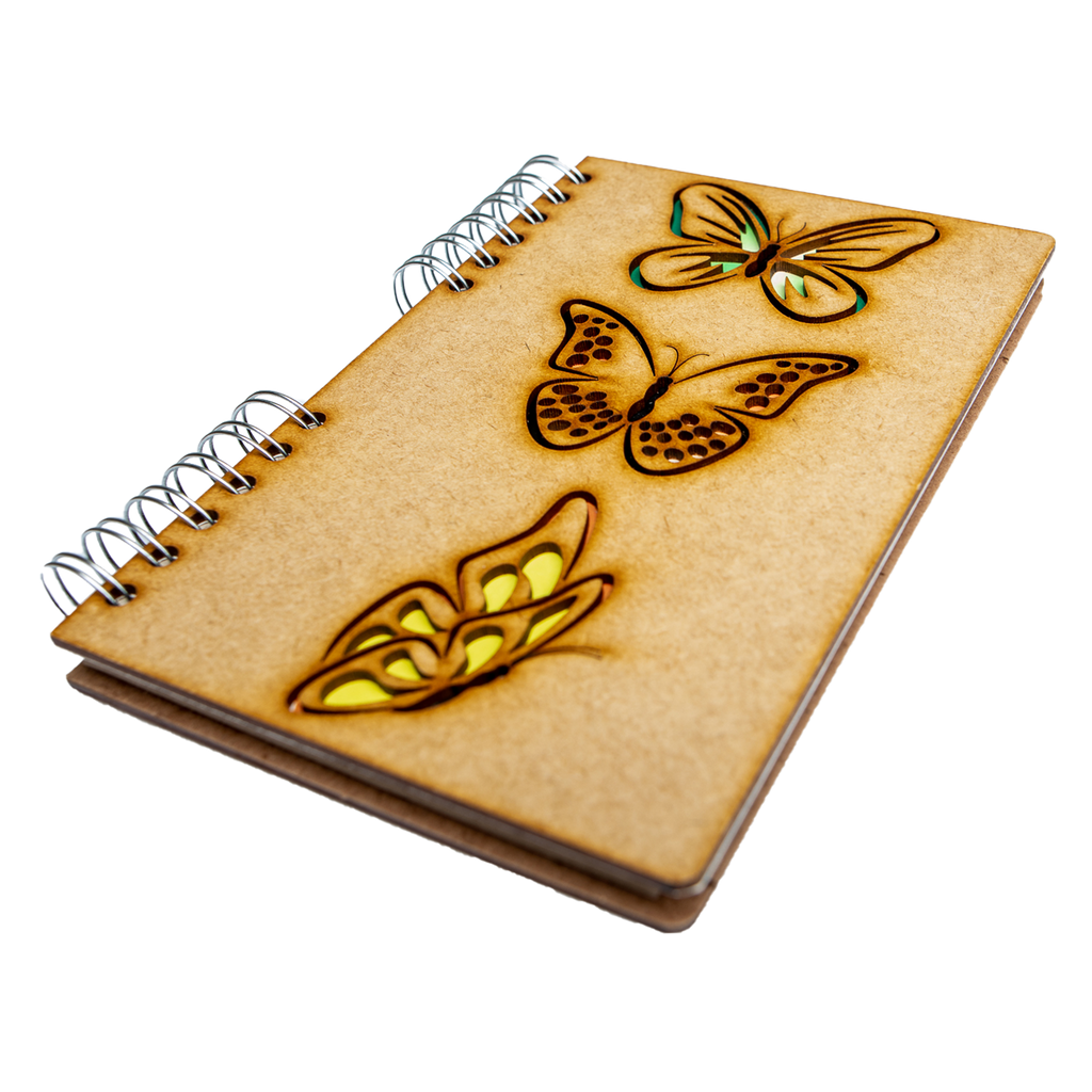 Duurzaam Houten Notitieboek – Komoni – Butterflies – Gerecycled papier