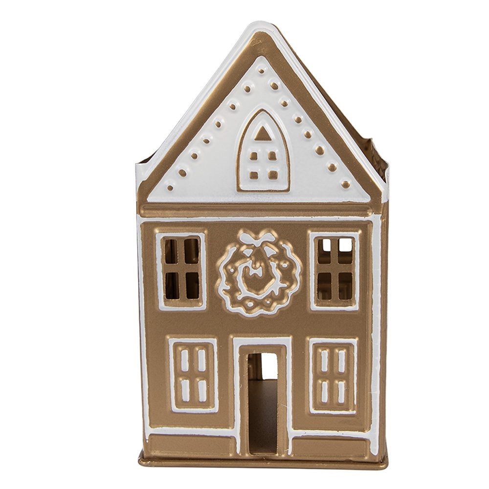 Waxinelichthouder Huis 12x11x22 cm Goudkleurig Metaal