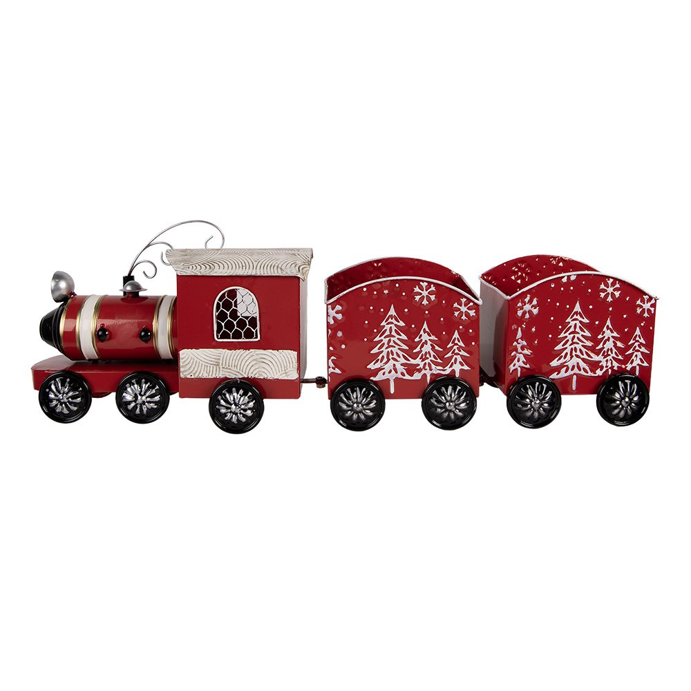 Kerstdecoratie Beeld Trein 64x13x21 cm Rood Metaal