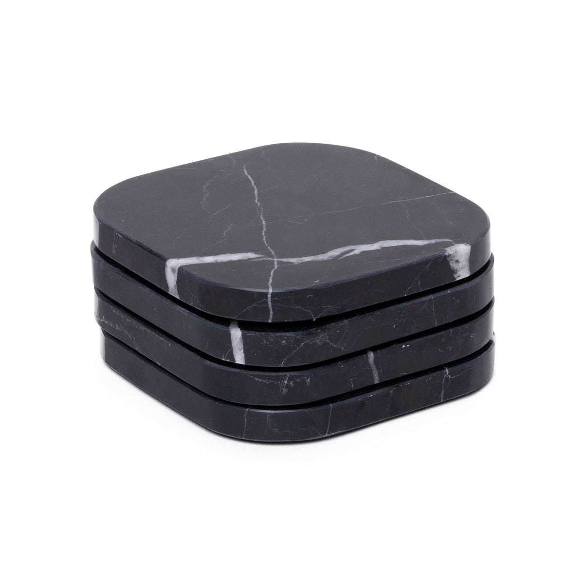 Onderzetter marmer - organisch - zwart set van 4 stuks - 10x10x1cm