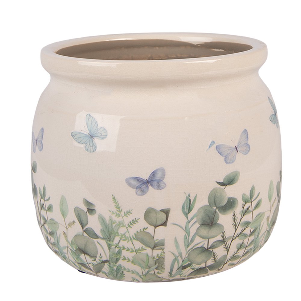 Bloempot Beige Keramiek Vlinders