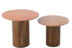 J-Line bijzettafel Rond Marmer - hout - terracotta/bruin - set van 2
