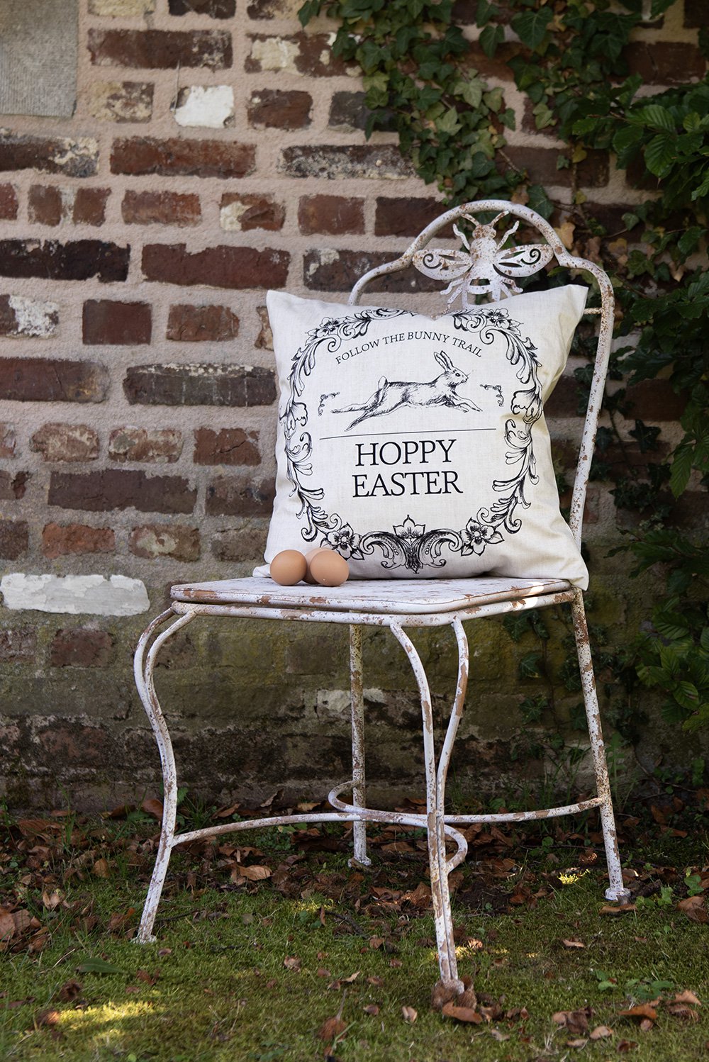 Tuinstoel 47x47x91 cm Wit Bruin Metaal