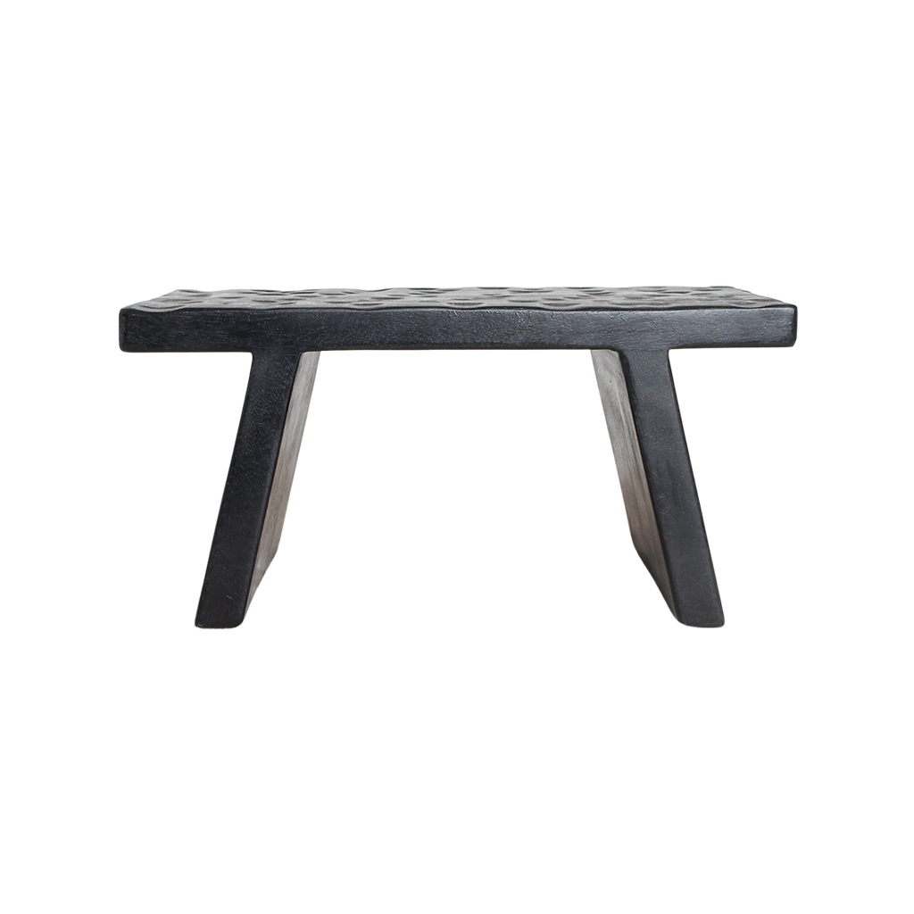 Mangohouten kruk/bijzettafel zwart