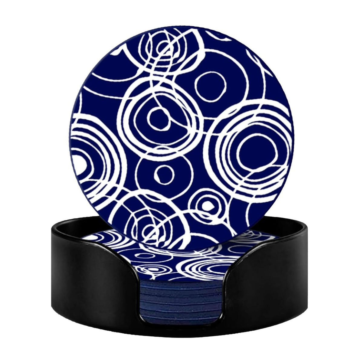 Marinewitte siliconen onderzetter set van 6 (10 cm) met houder | Eettafeldecoratie, koffiemokken, glazen, cadeaus voor vrouwen