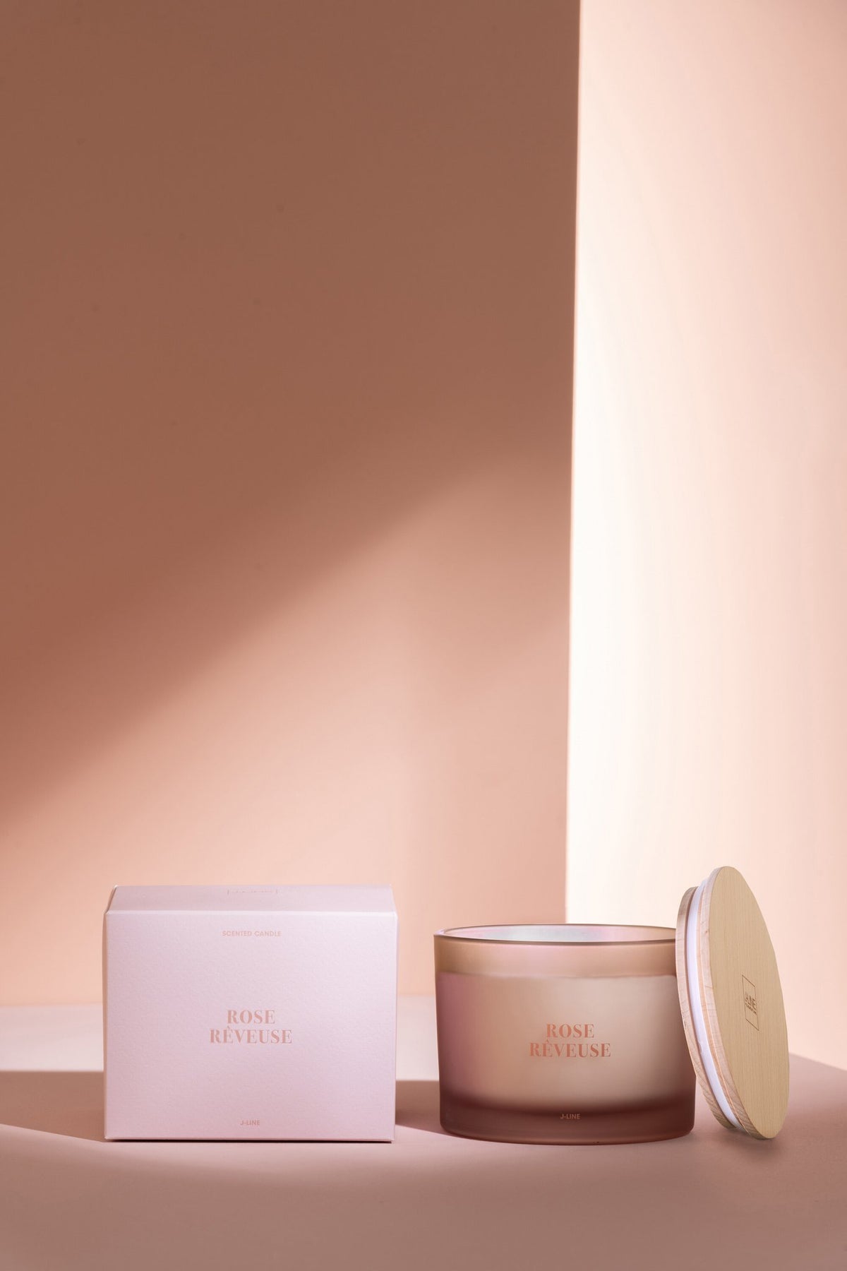 J-Line geurkaars Accords Essentiels - Rose Rêveuse - roze - 28U