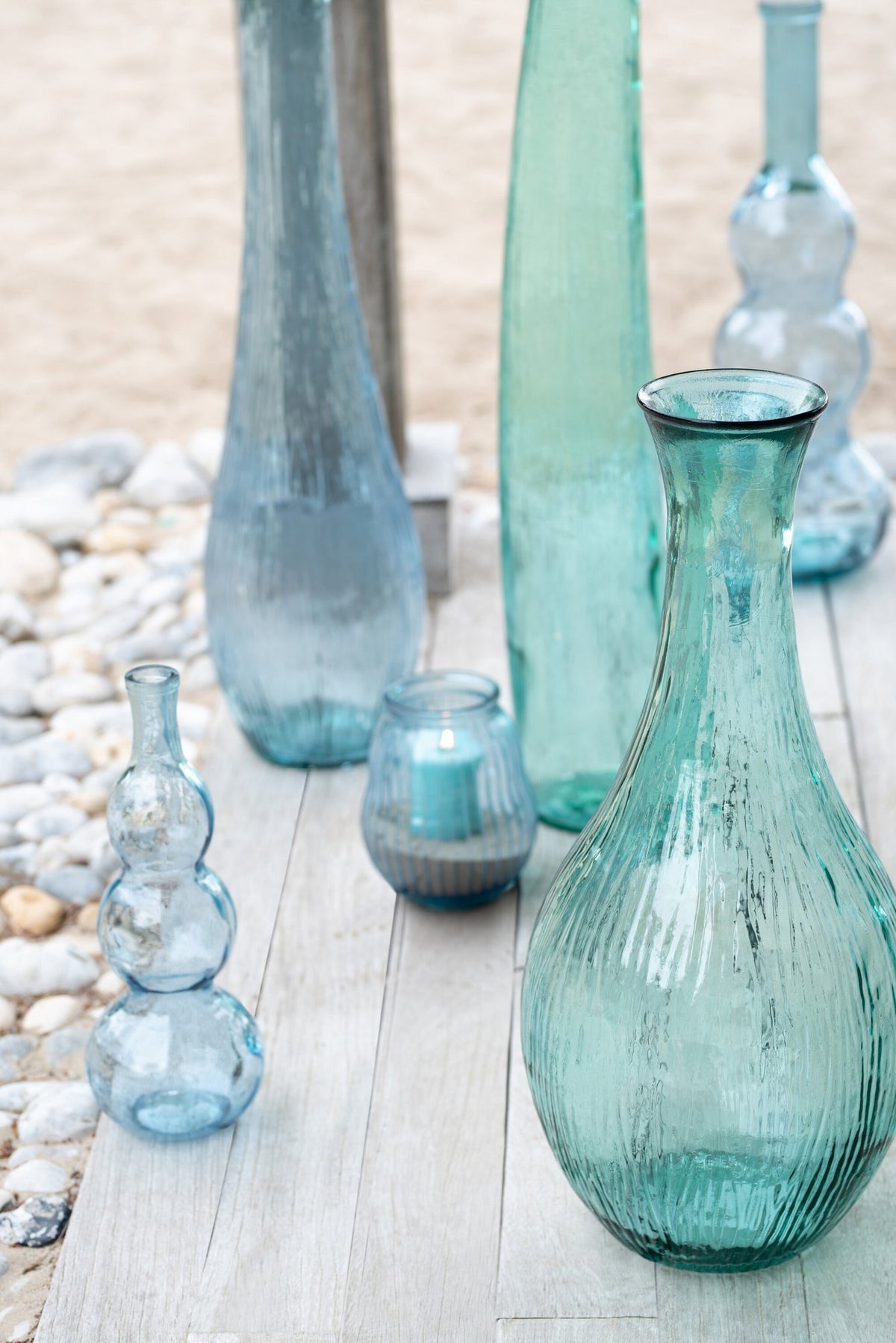 J-Line vloervaas - glas - lichtblauw