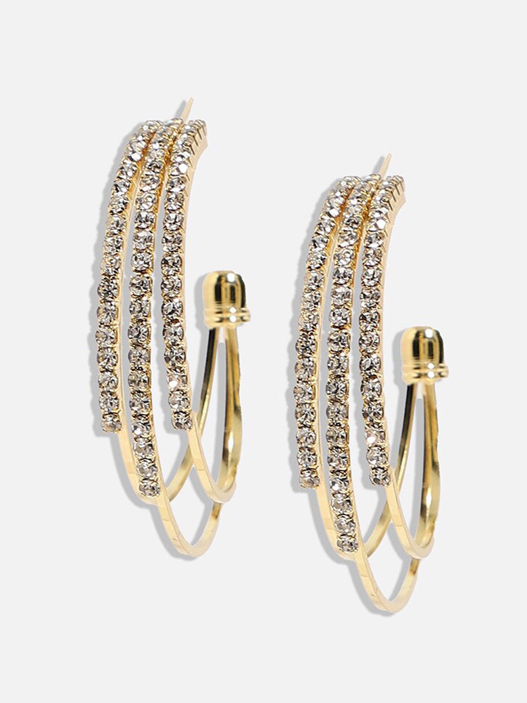 Vergulde moderne halve oorringen – mode-sieraden – kunststenen – paar van 3,5 cm