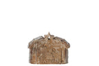 J-Line Kerststal - mangohout - naturel/wit - small