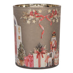 Waxinelichthouder Ø 10x13 cm Grijs Glas Kerst