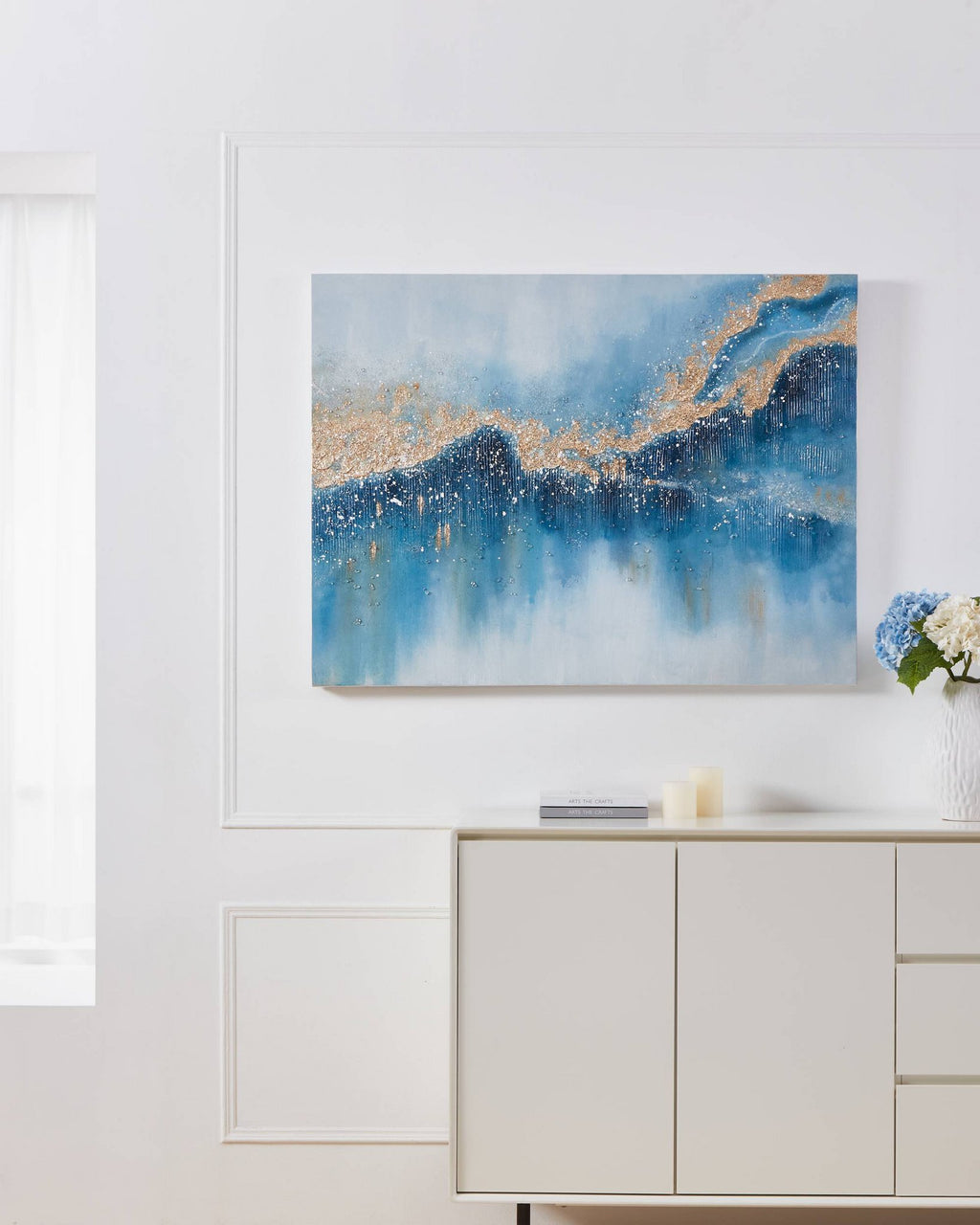 Schilderij Kunohe Blauw 120x90 cm