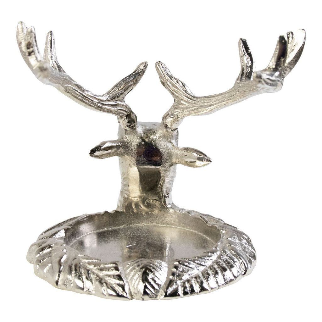 Kaarsen Standaard hert zilver 17x20x15cm