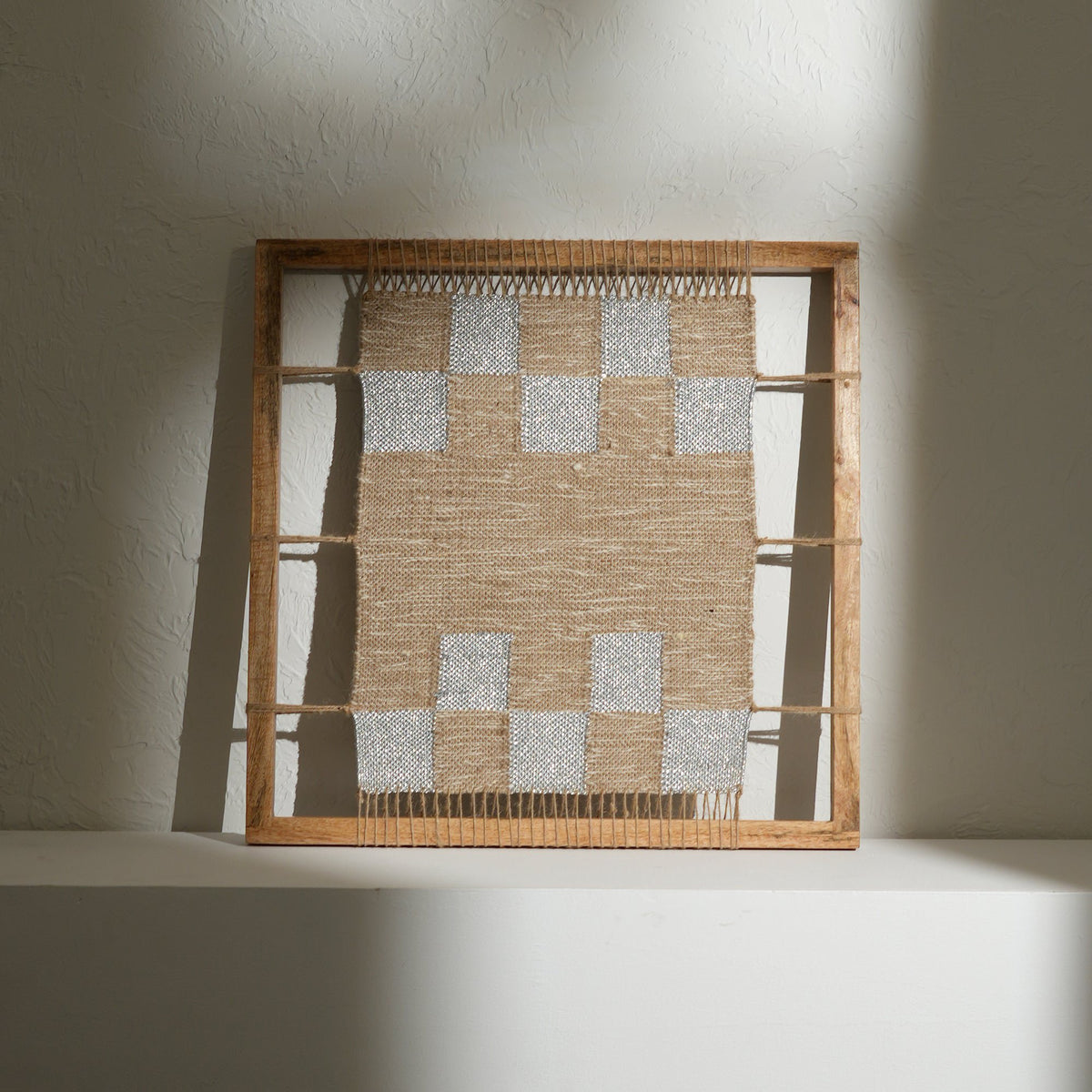 Natuurlijke muurkunst - Hennephouten wanddecoratie bruin