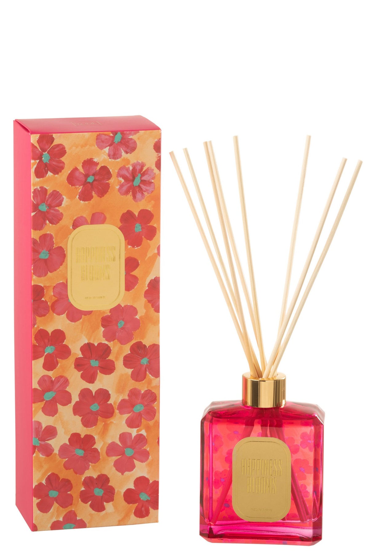J-Line geurstokjes Happiness Blooms - Red Jasmine - glas - oranje/rood