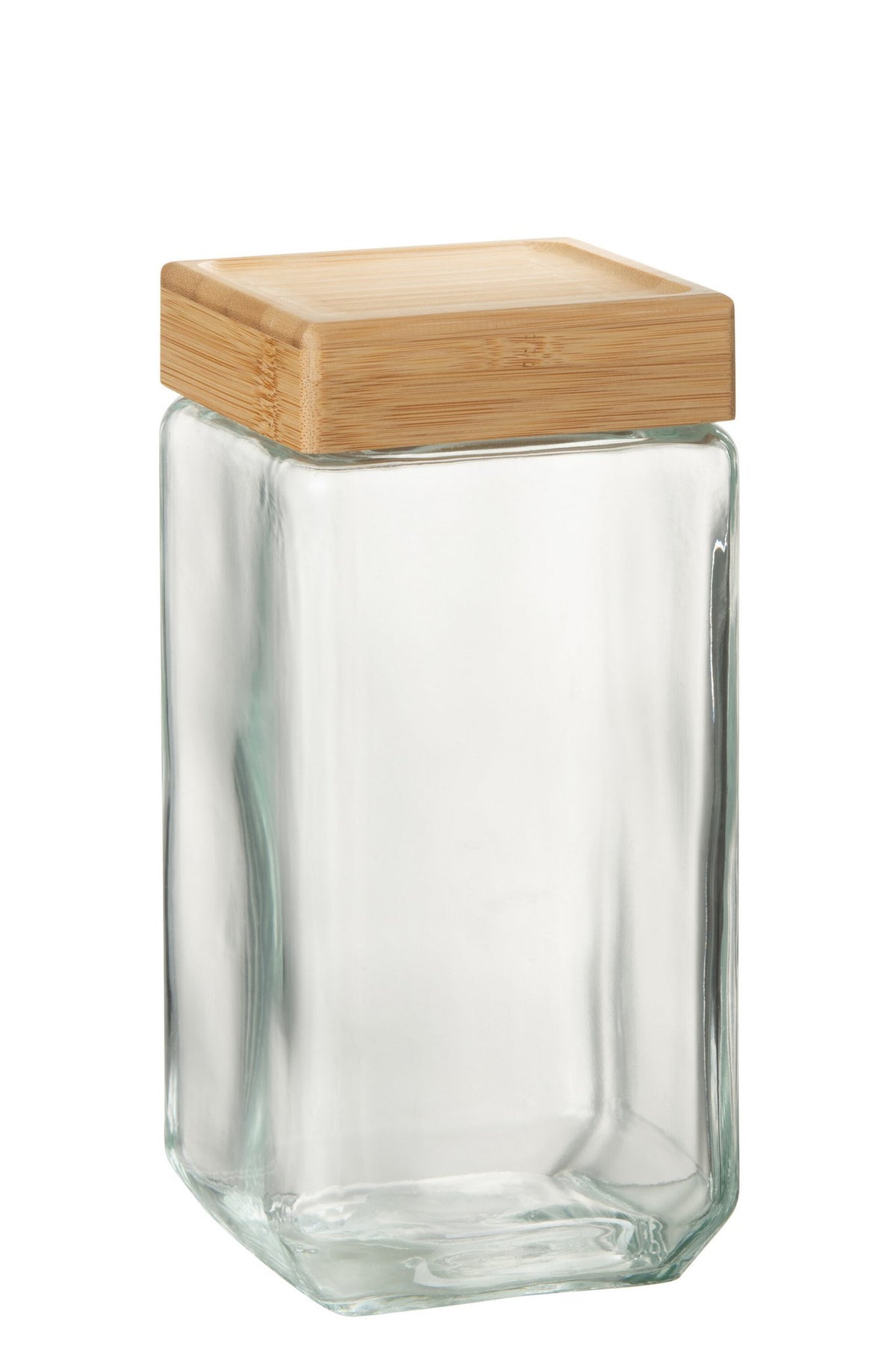 J-Line voorraadpot Brad - glas/bamboe - transparant/naturel - XL