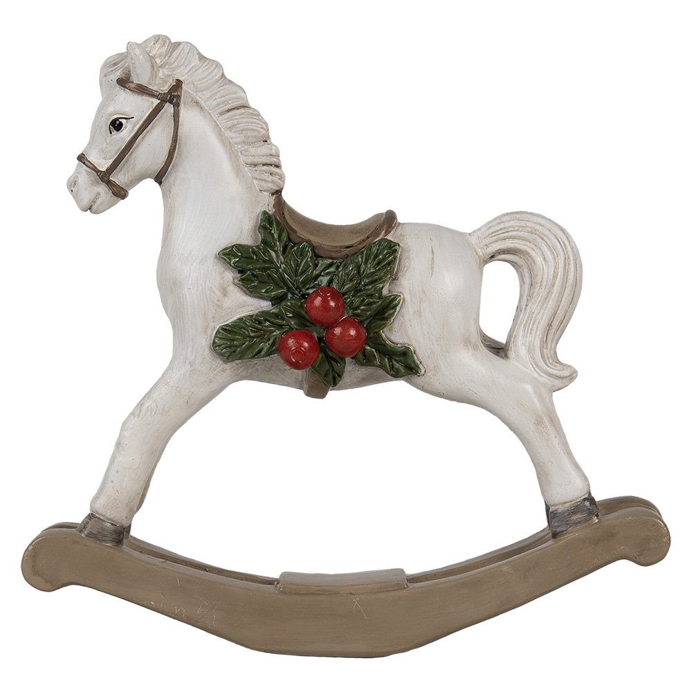 Decoratie Beeld Hobbelpaard 16 cm Wit Polyresin