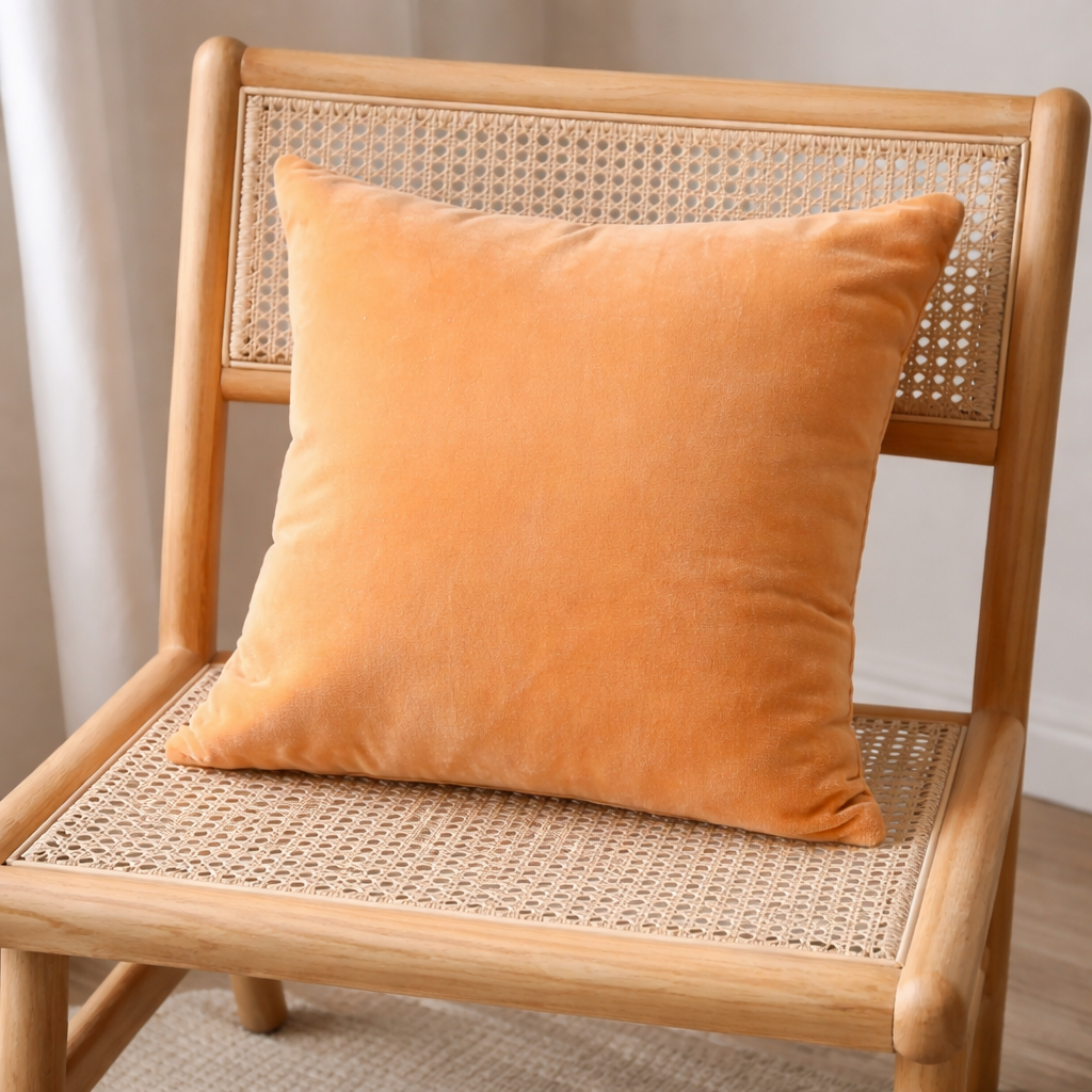 Fluwelen Katoenen Kussen - Oker Mosterd - 45x45 cm